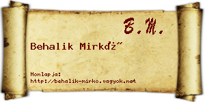 Behalik Mirkó névjegykártya